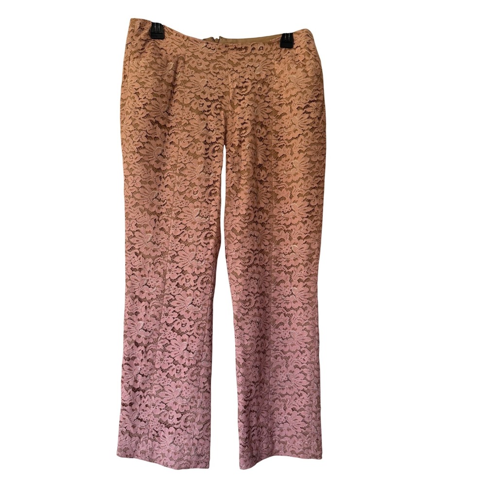 Corey Lynn Calter Rose Ombre Floral Lace Straight Leg Pants Size‎ 8 NEW